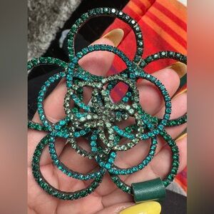 Sparkling Teal Crystal Flower Belt. One size